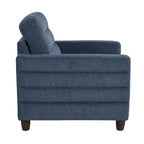 Willow Upholstered Armchair - Espresso Wood, Blue Fabric