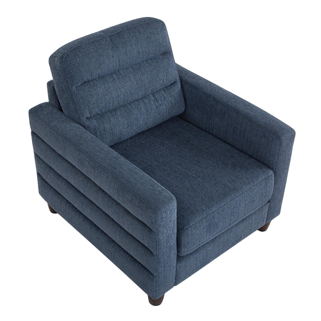 Willow Upholstered Armchair - Espresso Wood, Blue Fabric