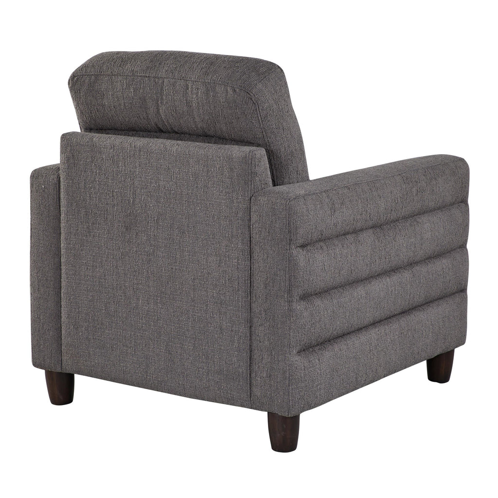 Willow Upholstered 35" Armchair - Espresso Wood, Charcoal Fabric
