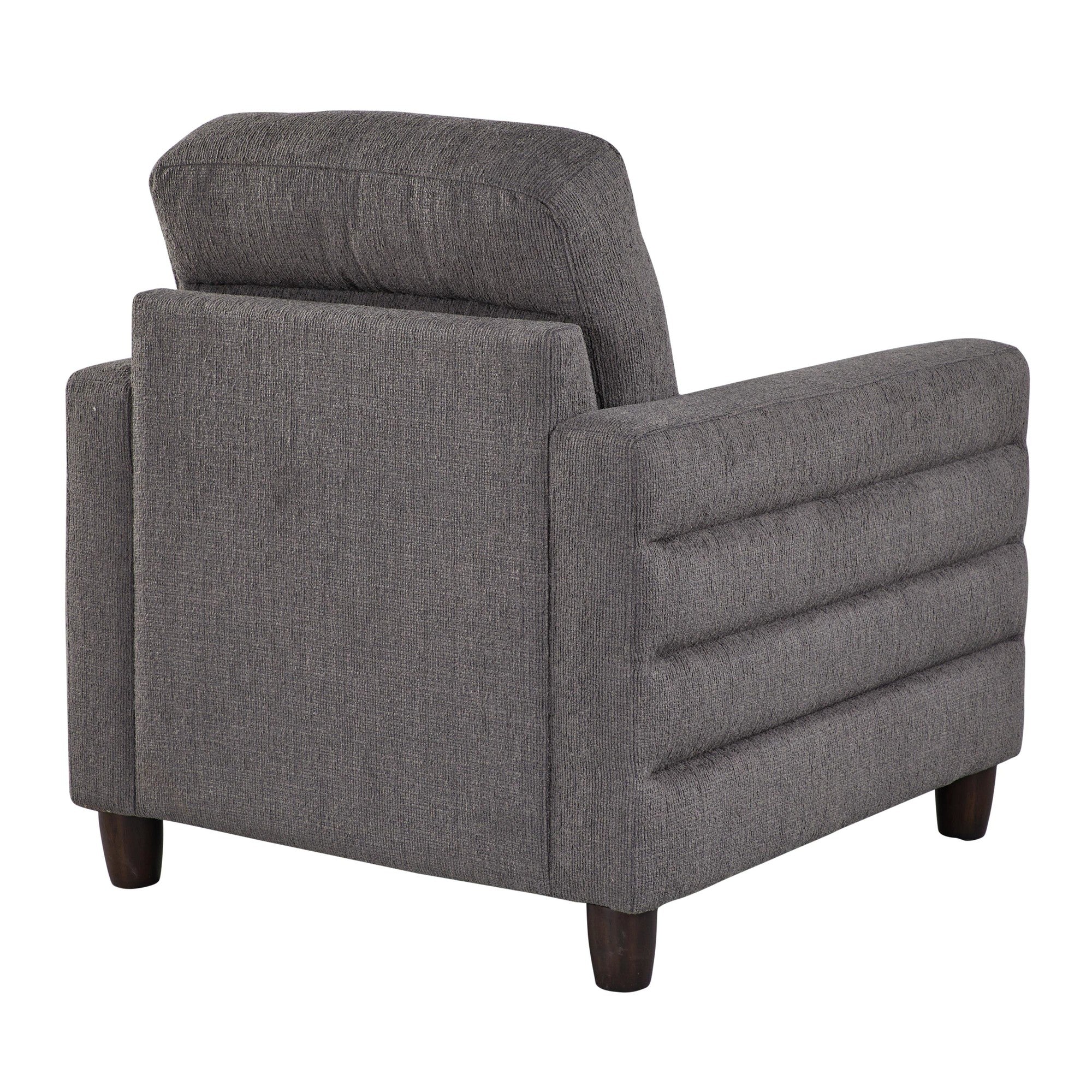 Willow Upholstered 35" Armchair - Espresso Wood, Charcoal Fabric