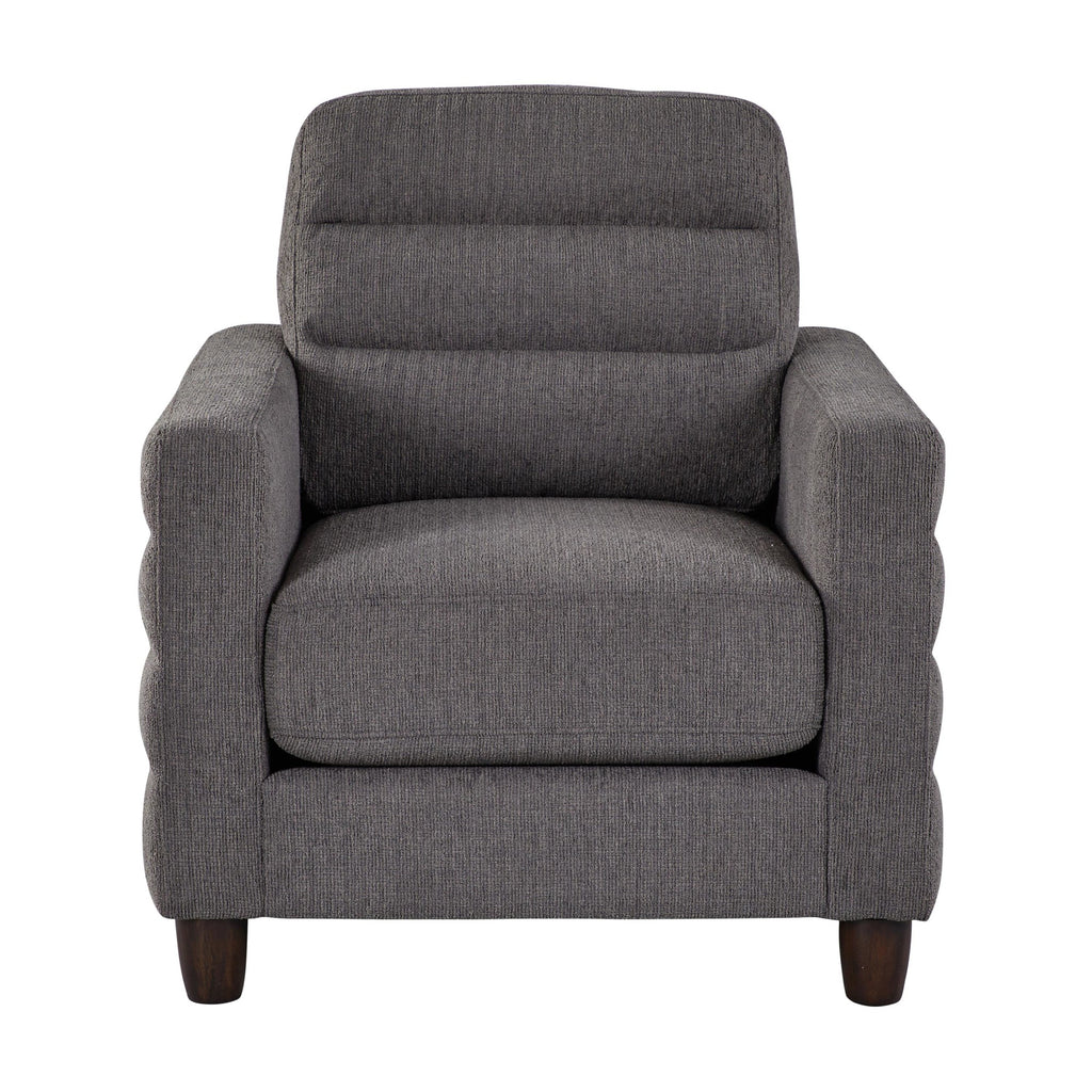 Willow Upholstered 35" Armchair - Espresso Wood, Charcoal Fabric