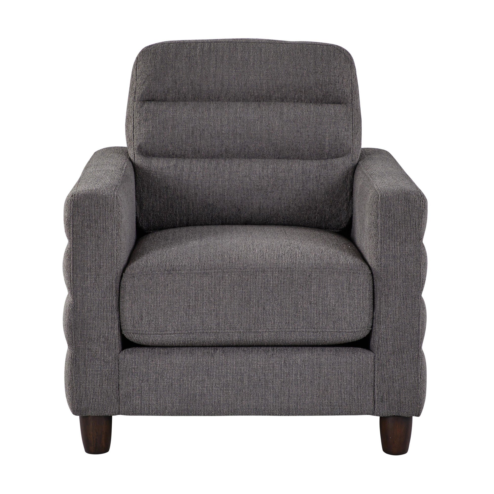 Willow Upholstered 35" Armchair - Espresso Wood, Charcoal Fabric