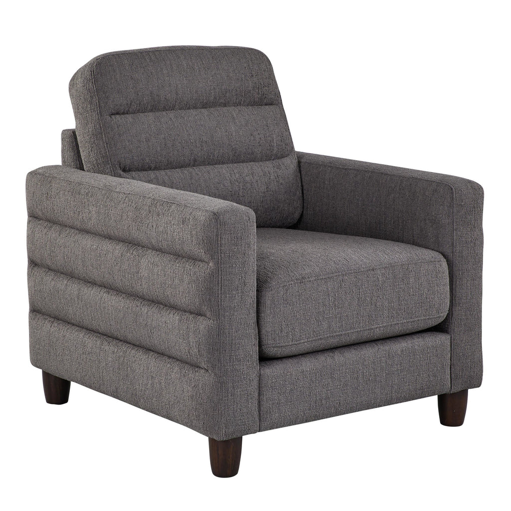 Willow Upholstered 35" Armchair - Espresso Wood, Charcoal Fabric