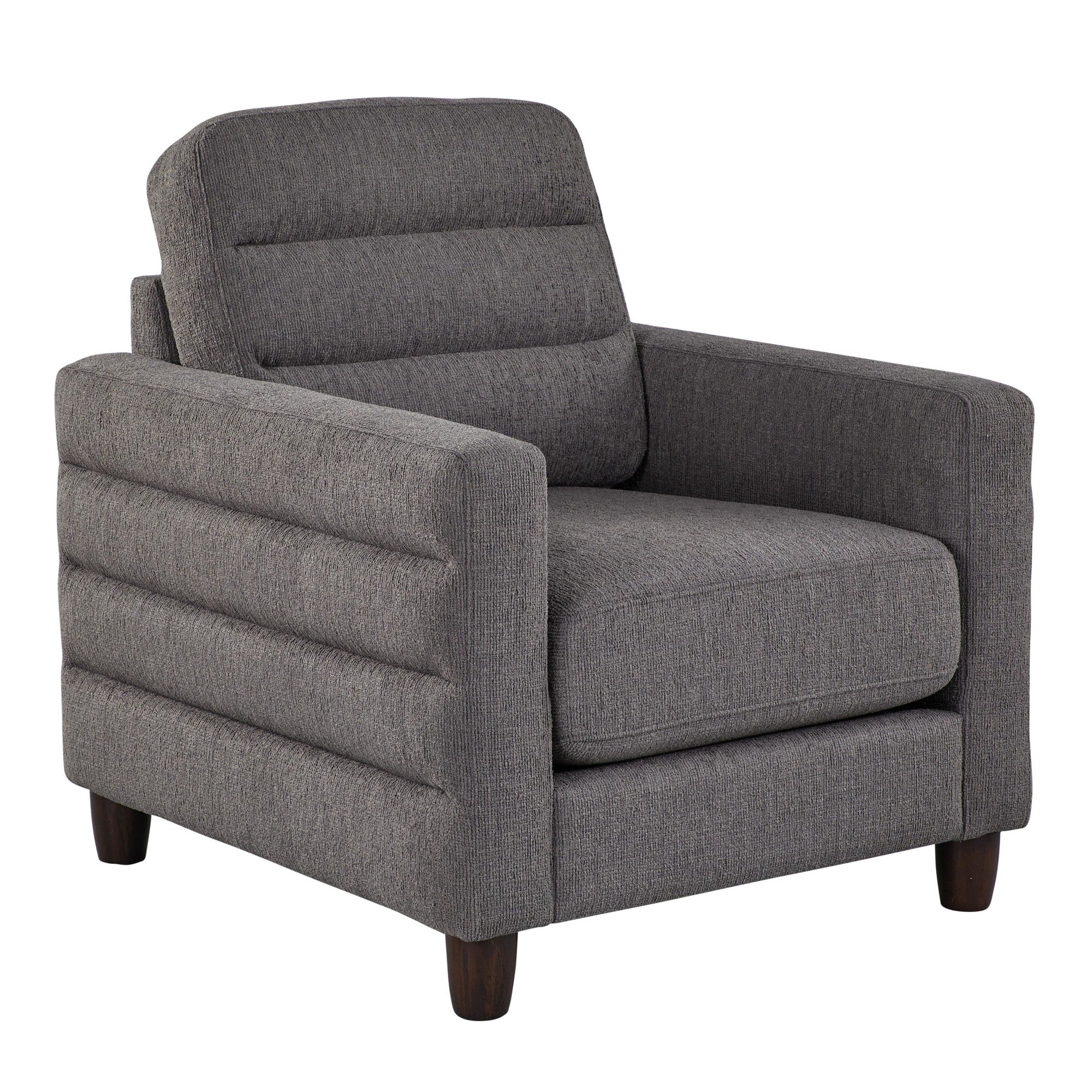 Willow Upholstered 35" Armchair - Espresso Wood, Charcoal Fabric