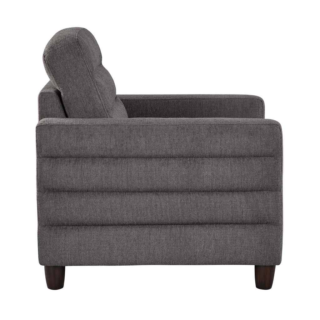Willow Upholstered 35" Armchair - Espresso Wood, Charcoal Fabric