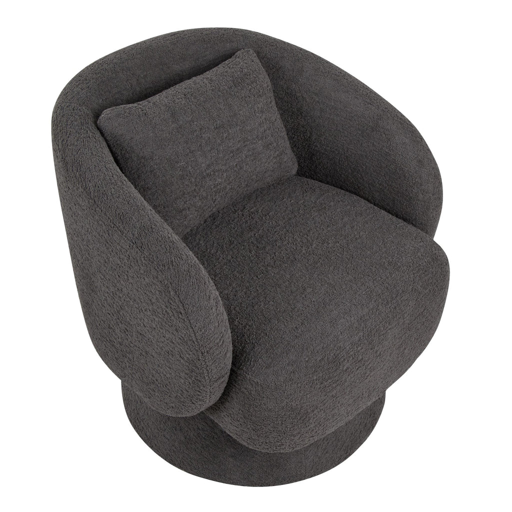 Zara Upholstered Swivel Accent Chair With Pillow - Steel Grey Fabric