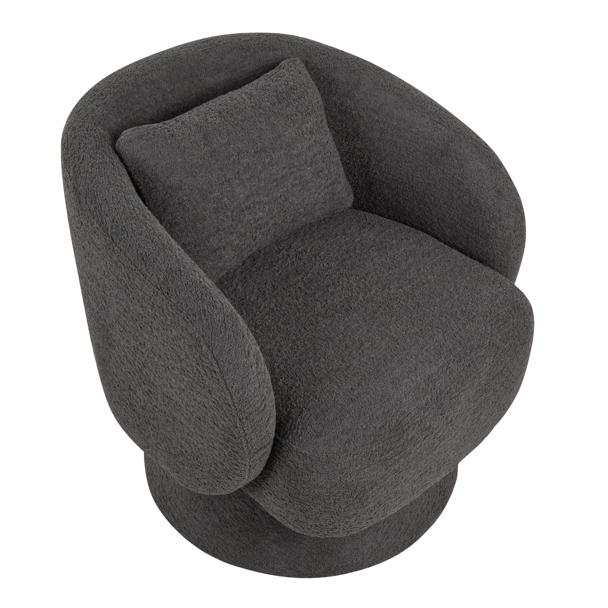 Zara Upholstered Swivel Accent Chair With Pillow - Steel Grey Fabric