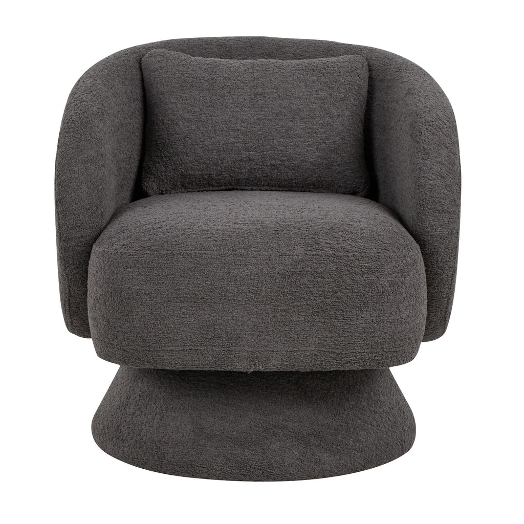 Zara Upholstered Swivel Accent Chair With Pillow - Steel Grey Fabric