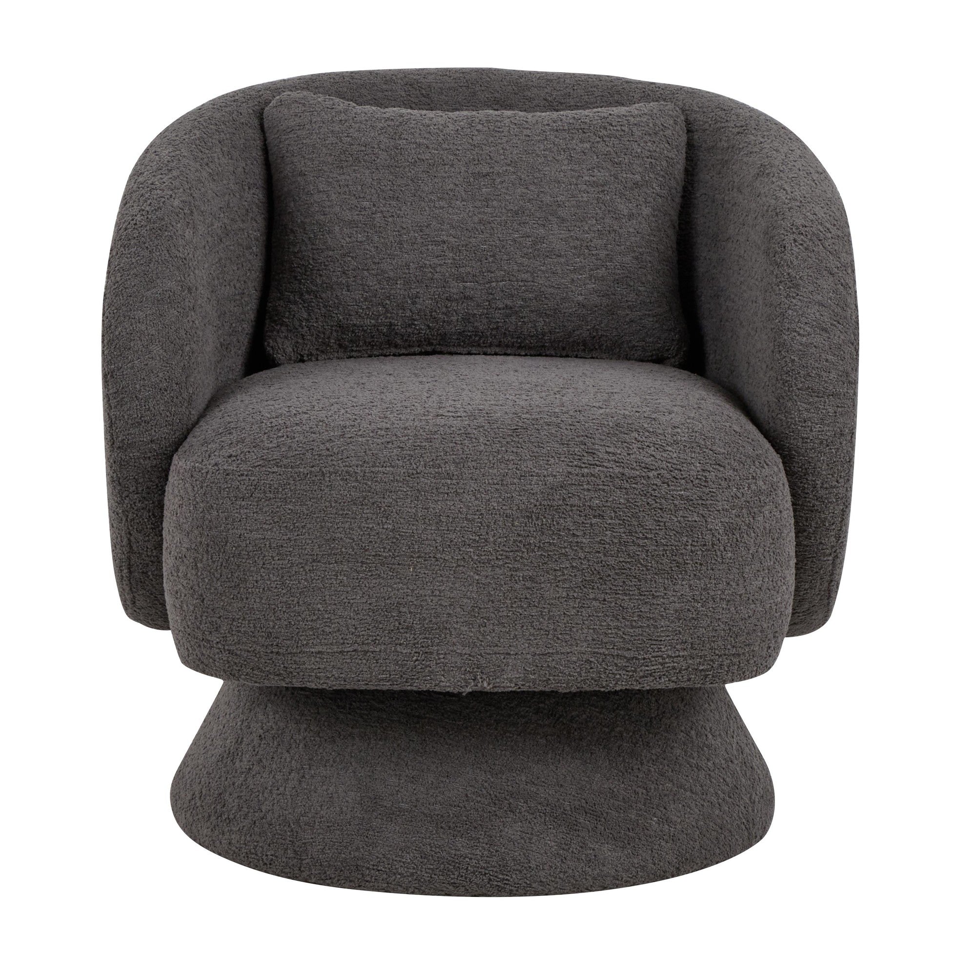 Zara Upholstered Swivel Accent Chair With Pillow - Steel Grey Fabric