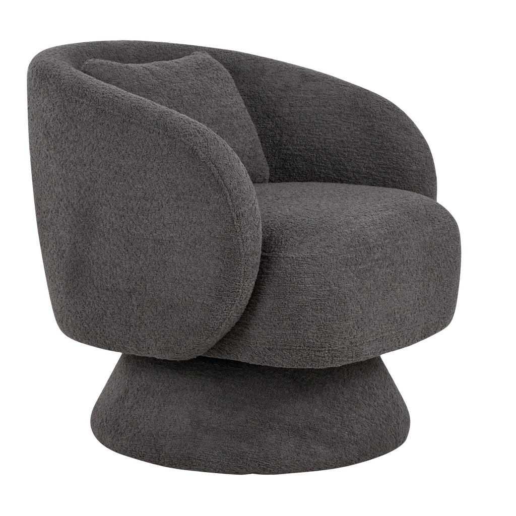Zara Upholstered Swivel Accent Chair With Pillow - Steel Grey Fabric