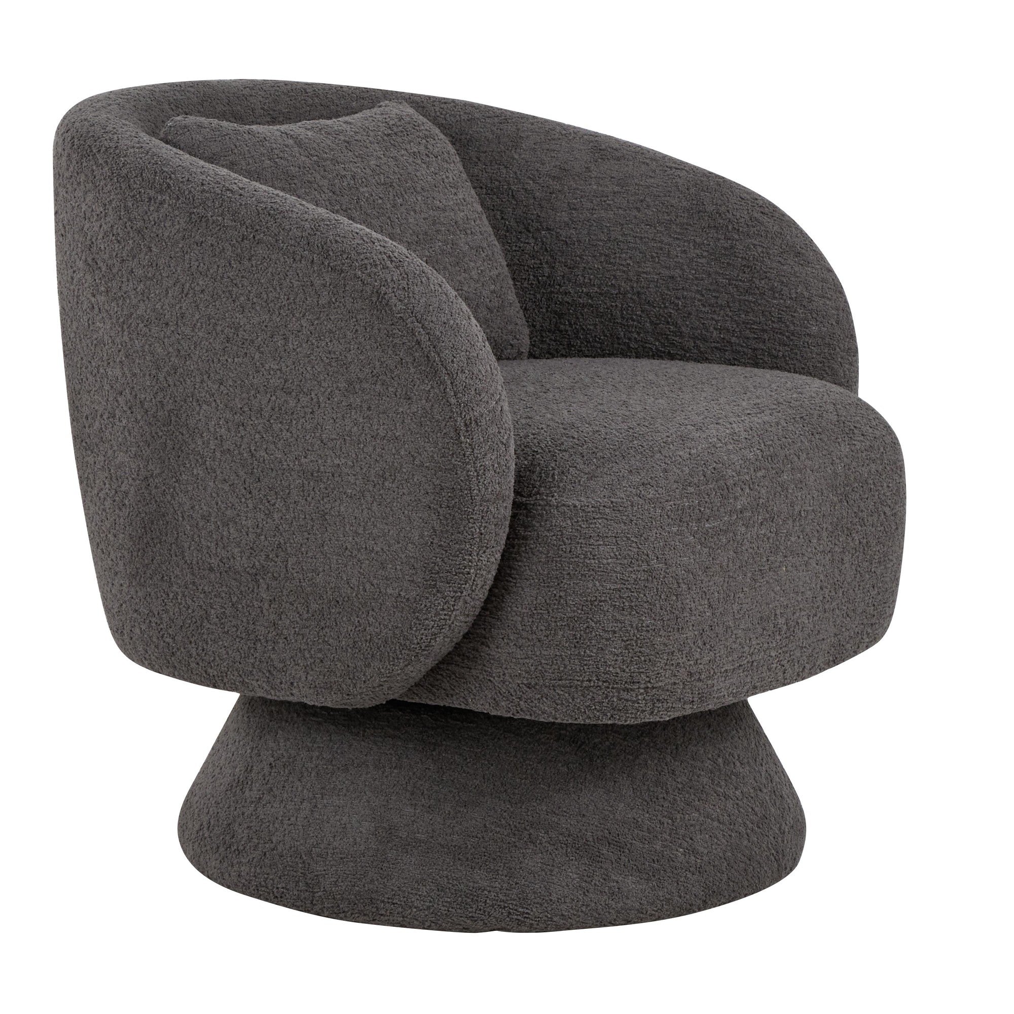 Zara Upholstered Swivel Accent Chair With Pillow - Steel Grey Fabric