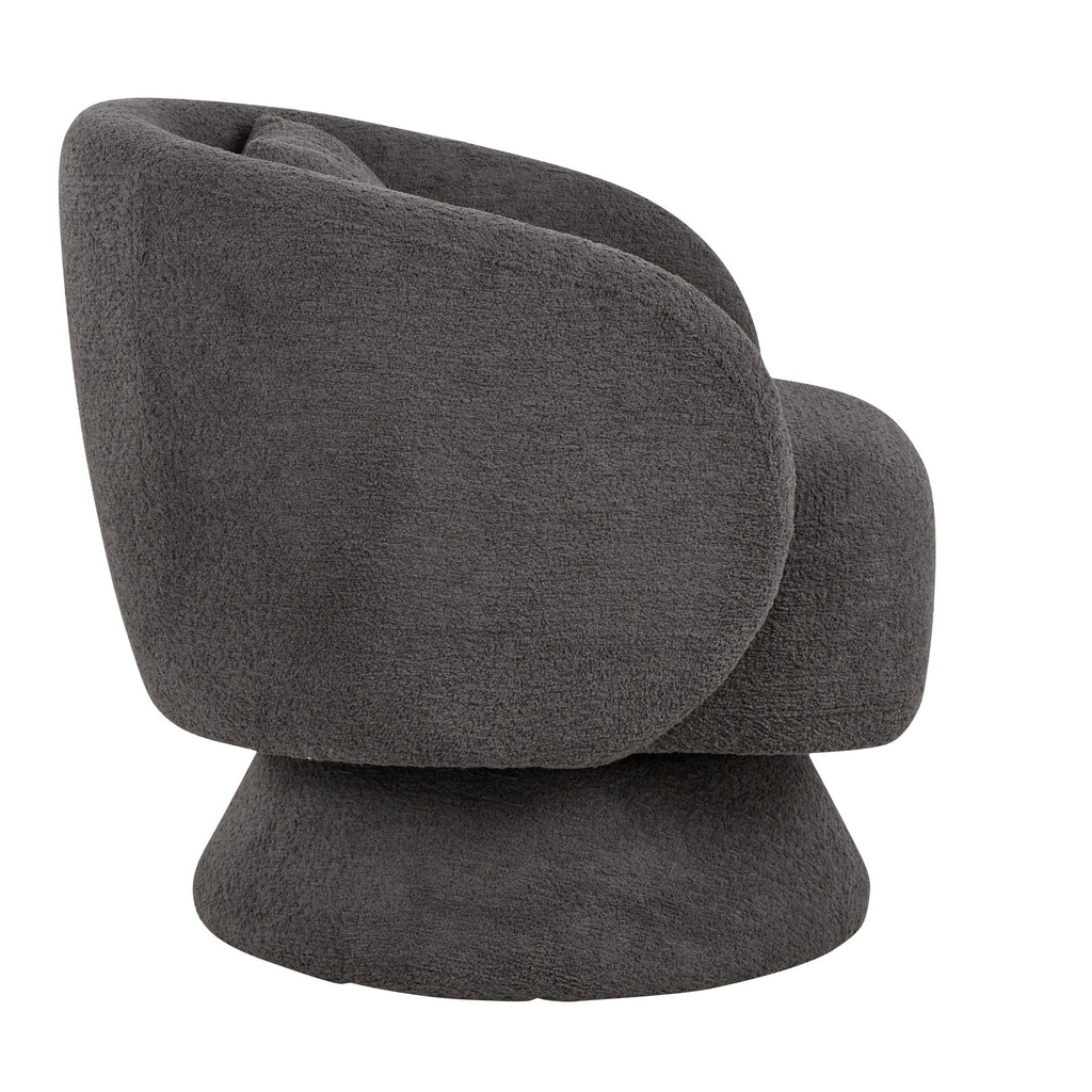 Zara Upholstered Swivel Accent Chair With Pillow - Steel Grey Fabric
