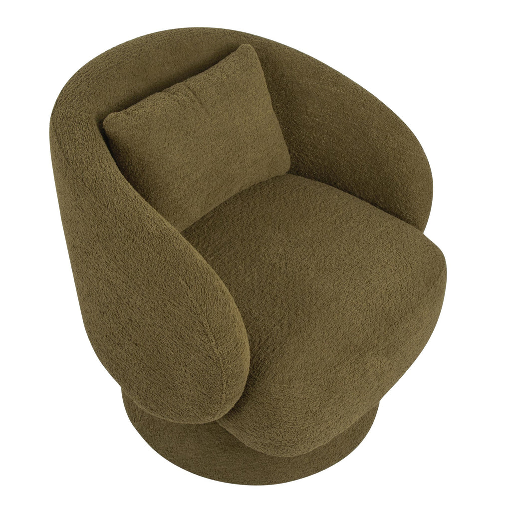 Zara Upholstered Swivel Accent Chair With Pillow - Green Fabric