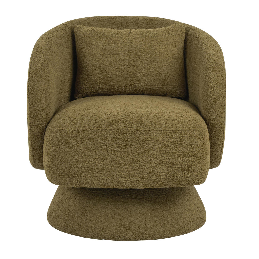 Zara Upholstered Swivel Accent Chair With Pillow - Green Fabric