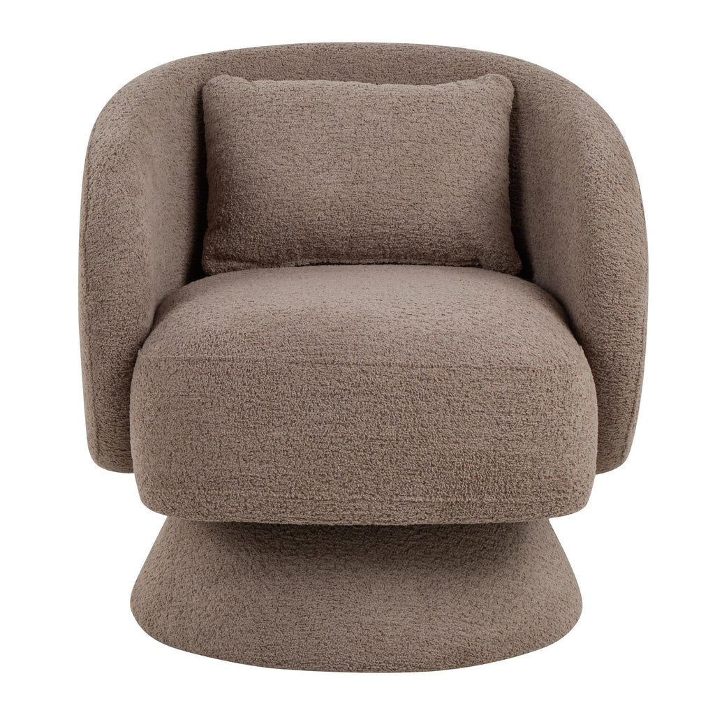 Zara Upholstered Swivel Accent Chair With Pillow - Taupe Fabric