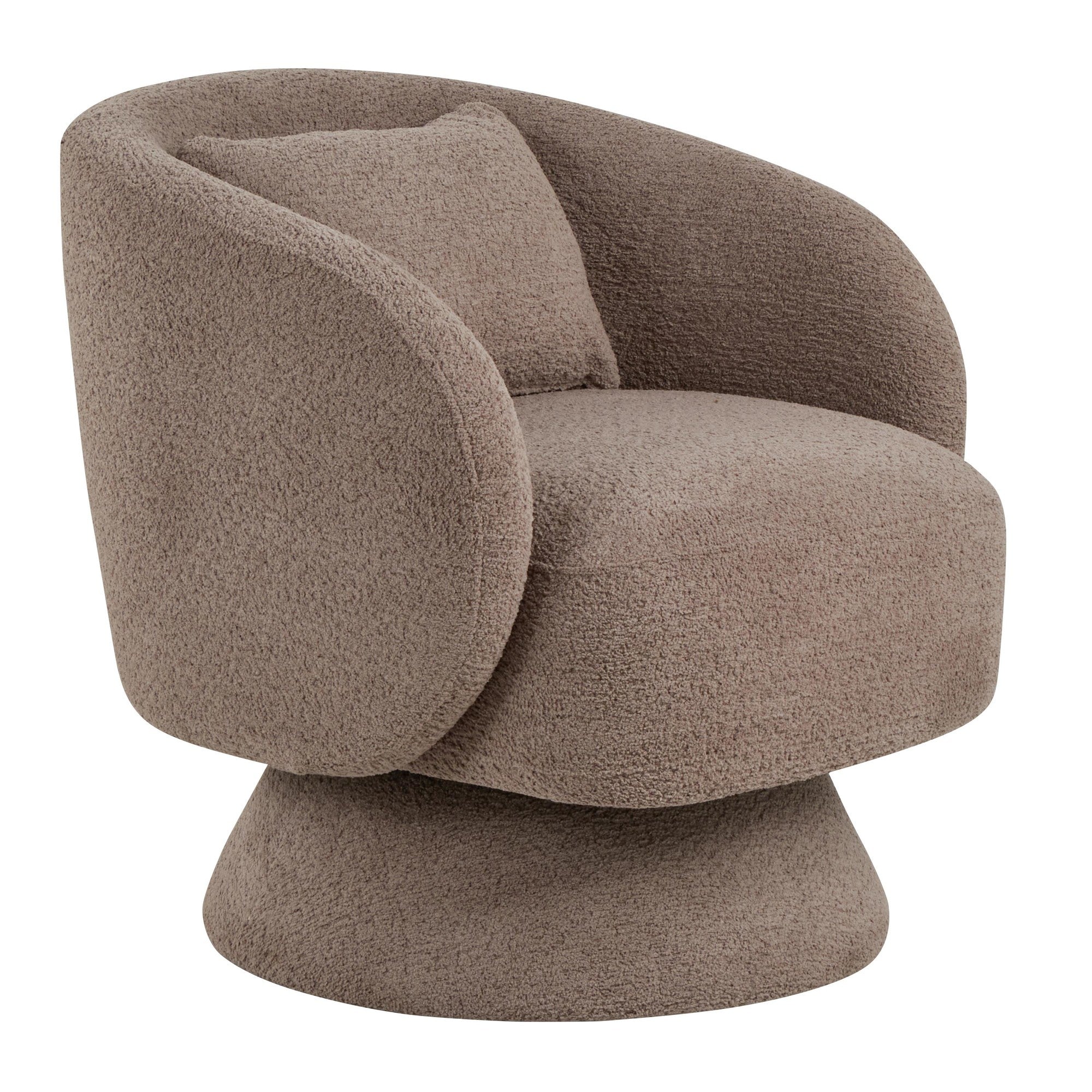 Zara Upholstered Swivel Accent Chair With Pillow - Taupe Fabric