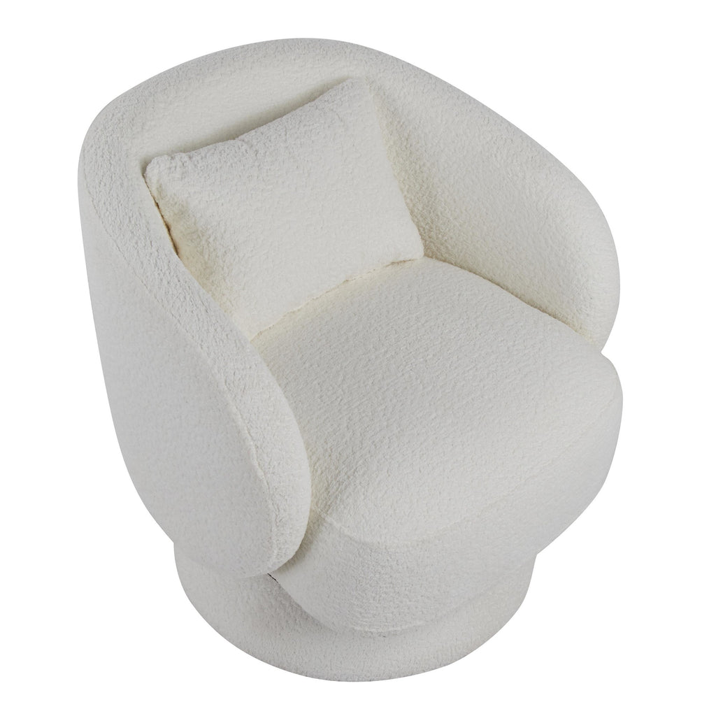 Zara Upholstered Swivel Accent Chair With Pillow - White Fabric