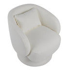 Zara Upholstered Swivel Accent Chair With Pillow - White Fabric