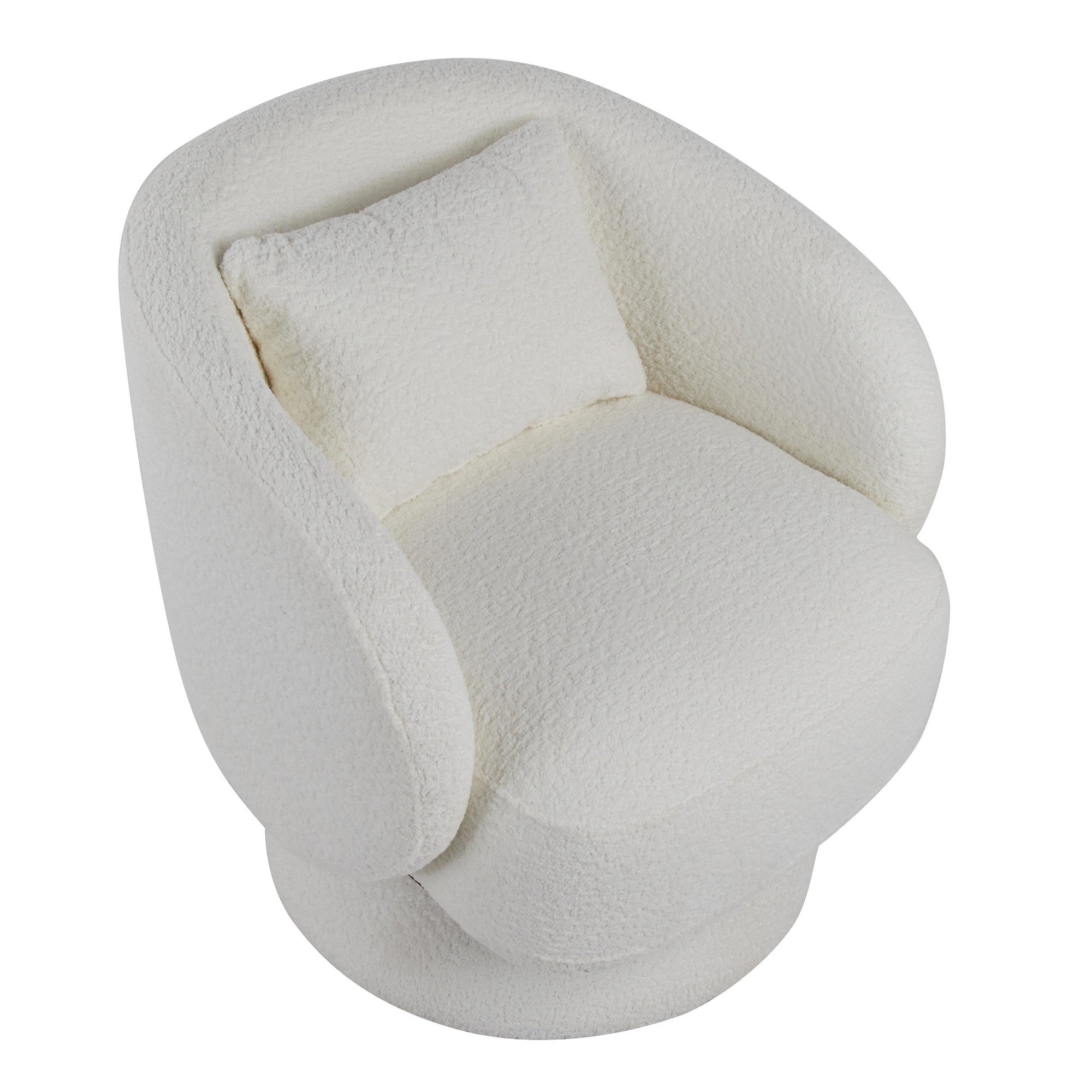 Zara Upholstered Swivel Accent Chair With Pillow - White Fabric