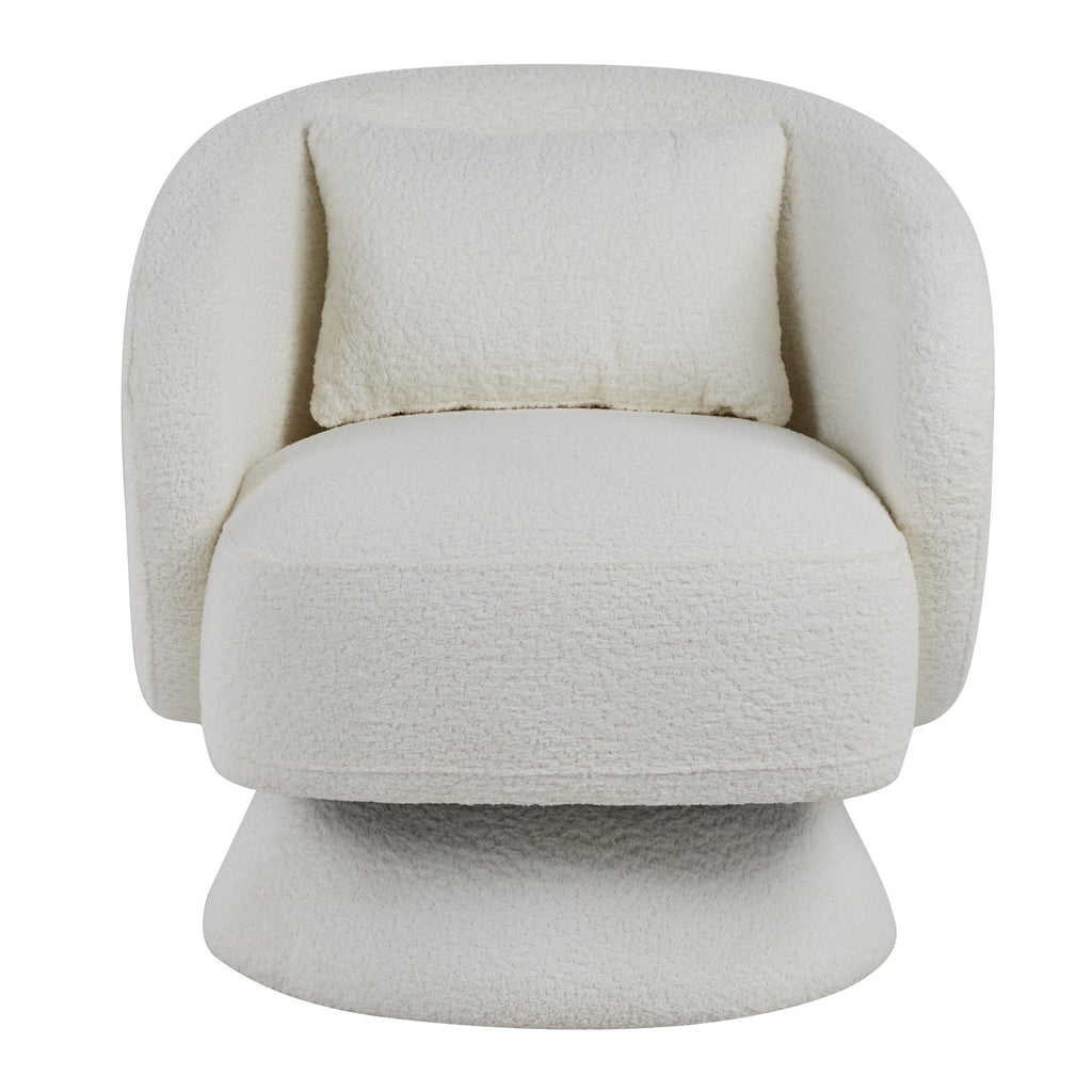 Zara Upholstered Swivel Accent Chair With Pillow - White Fabric