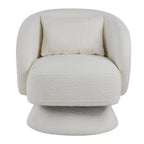 Zara Upholstered Swivel Accent Chair With Pillow - White Fabric