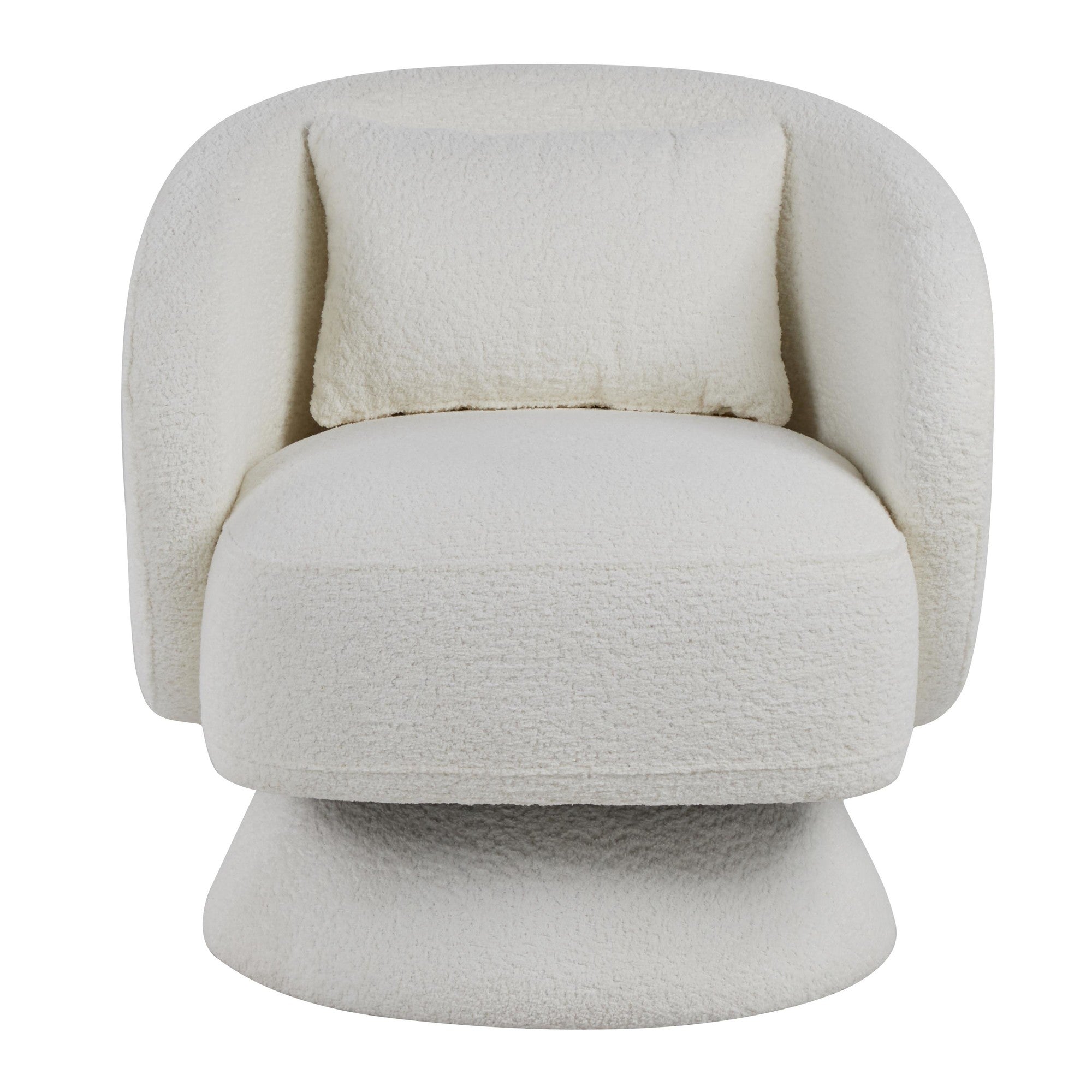 Zara Upholstered Swivel Accent Chair With Pillow - White Fabric