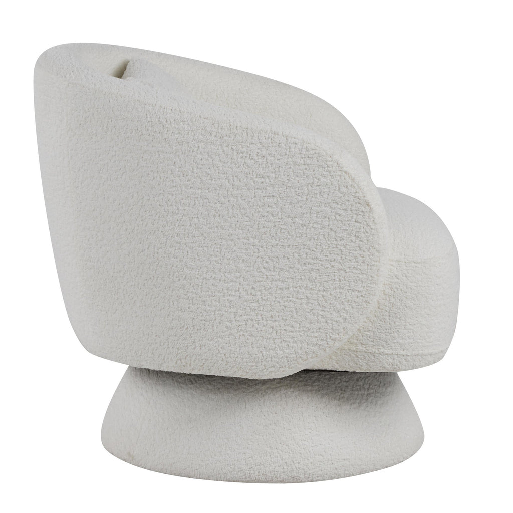 Zara Upholstered Swivel Accent Chair With Pillow - White Fabric