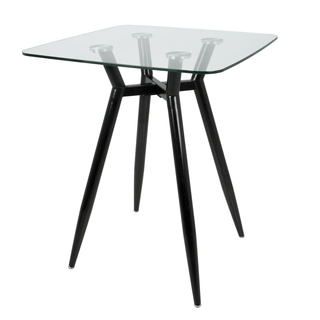 Clara Square Counter Table - Black Metal, Clear Glass