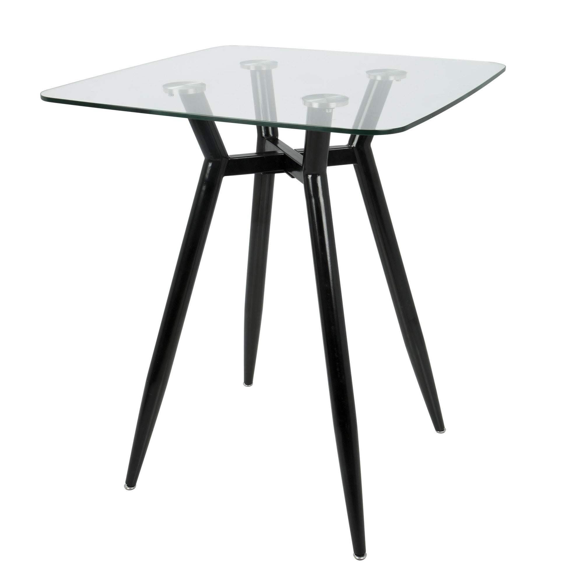 Clara Square Counter Table - Black Metal, Clear Glass
