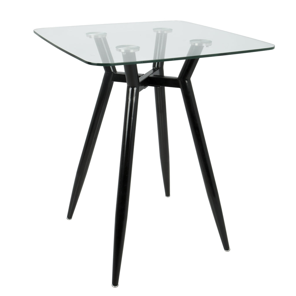 Clara Square Counter Table - Black Metal, Clear Glass