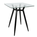 Clara Square Counter Table - Black Metal, Clear Glass