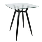 Clara Square Counter Table - Black Metal, Clear Glass
