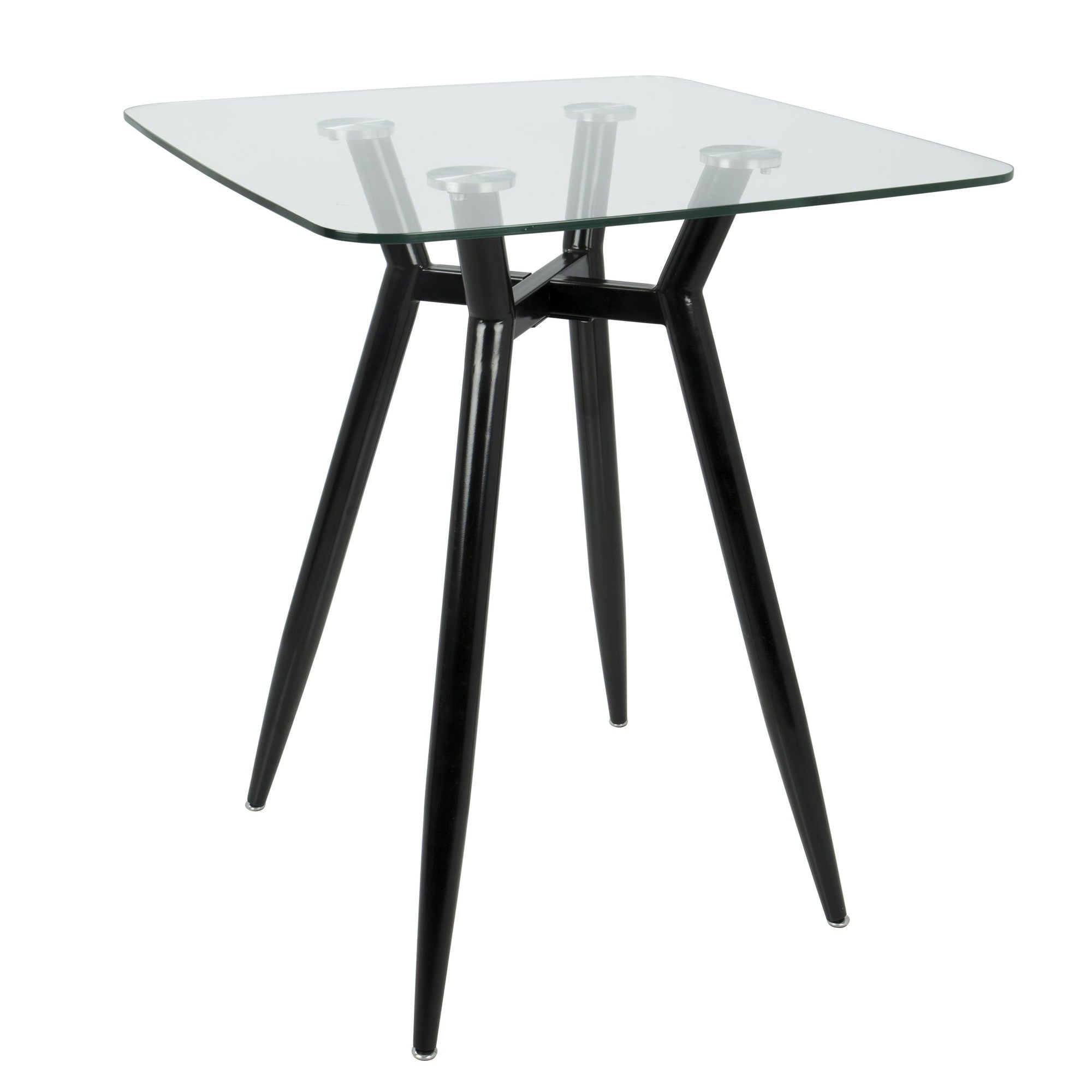 Clara Square Counter Table - Black Metal, Clear Glass