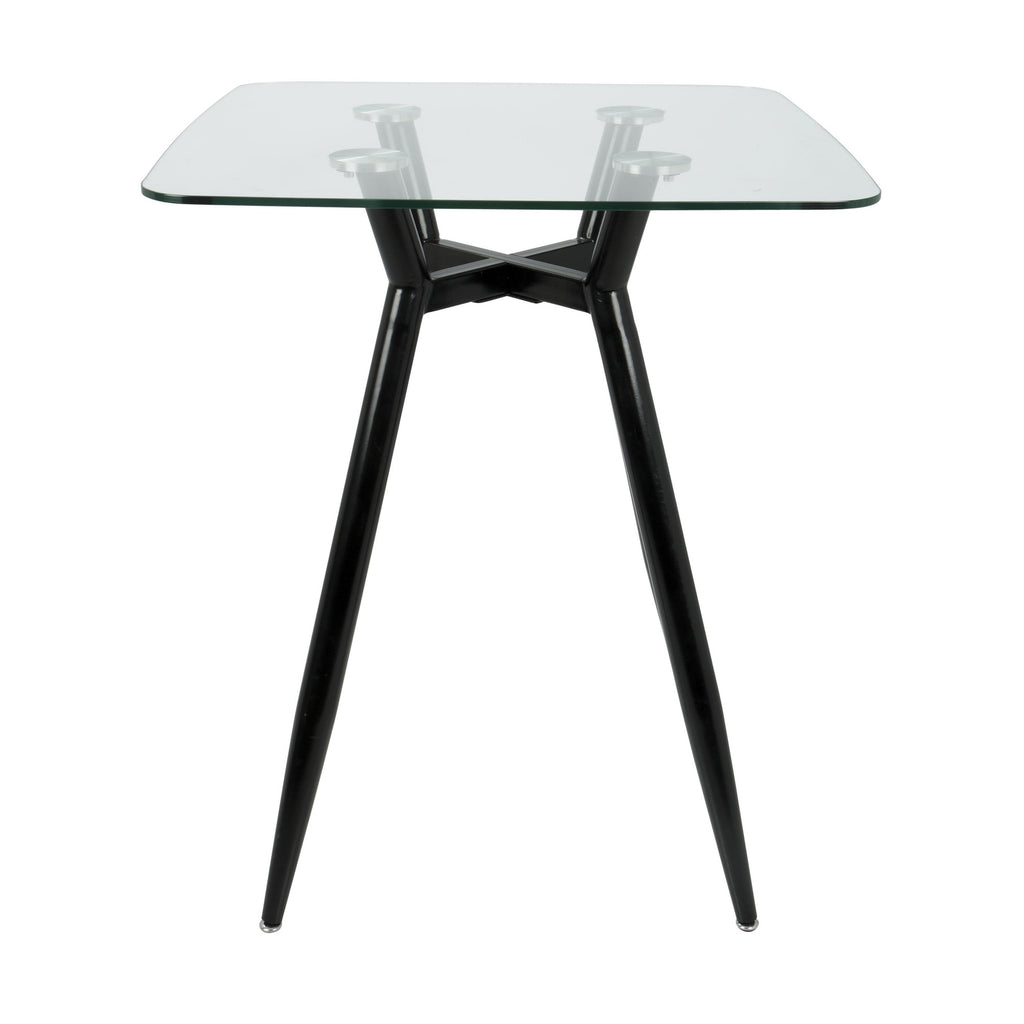 Clara Square Counter Table - Black Metal, Clear Glass