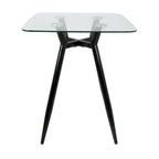Clara Square Counter Table - Black Metal, Clear Glass