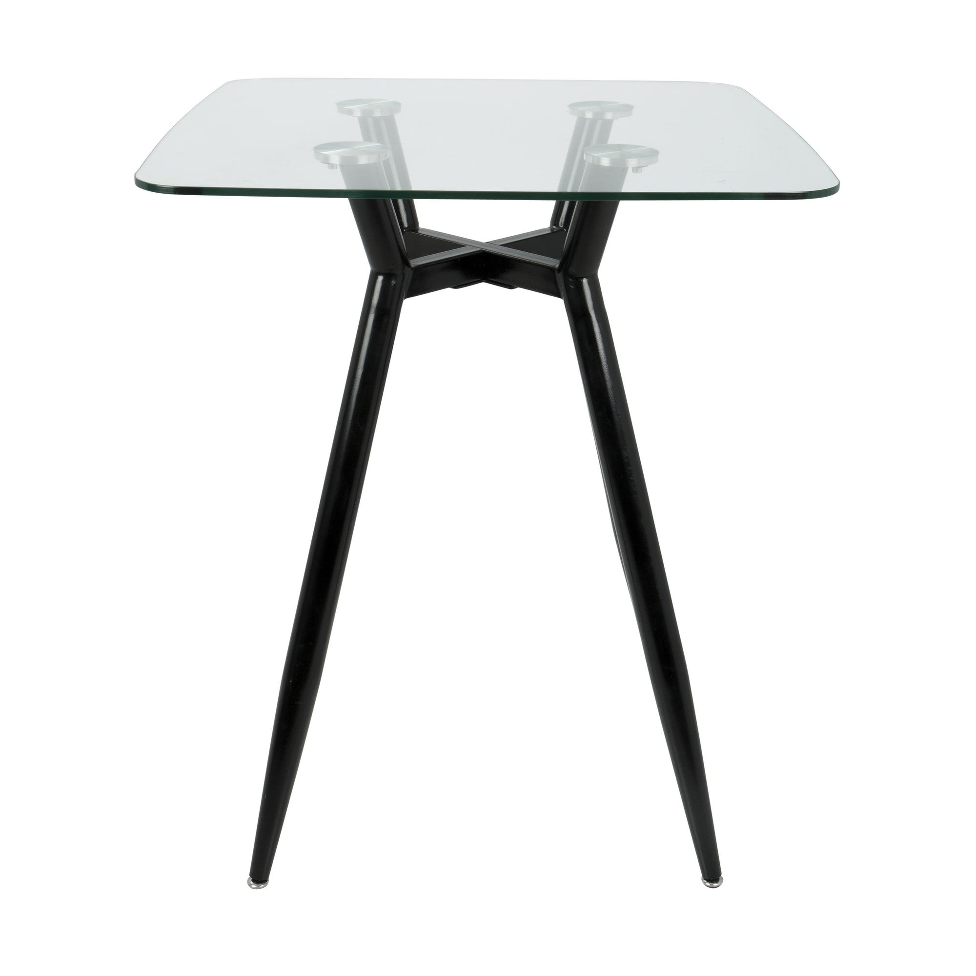 Clara Square Counter Table - Black Metal, Clear Glass