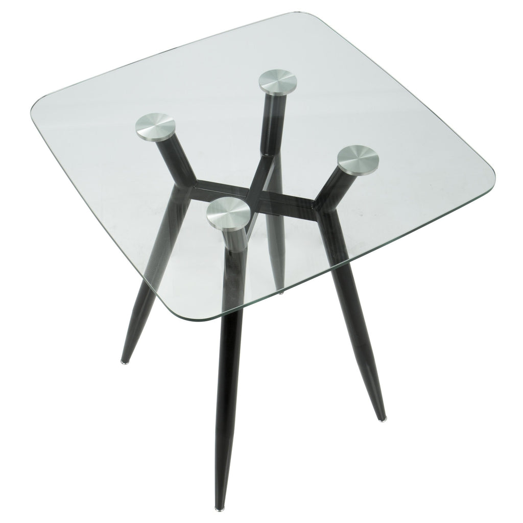Clara Square Counter Table - Black Metal, Clear Glass