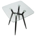 Clara Square Counter Table - Black Metal, Clear Glass