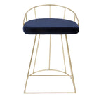 Canary Counter Stool - Set of 2 - Gold Metal, Royal Blue Velvet