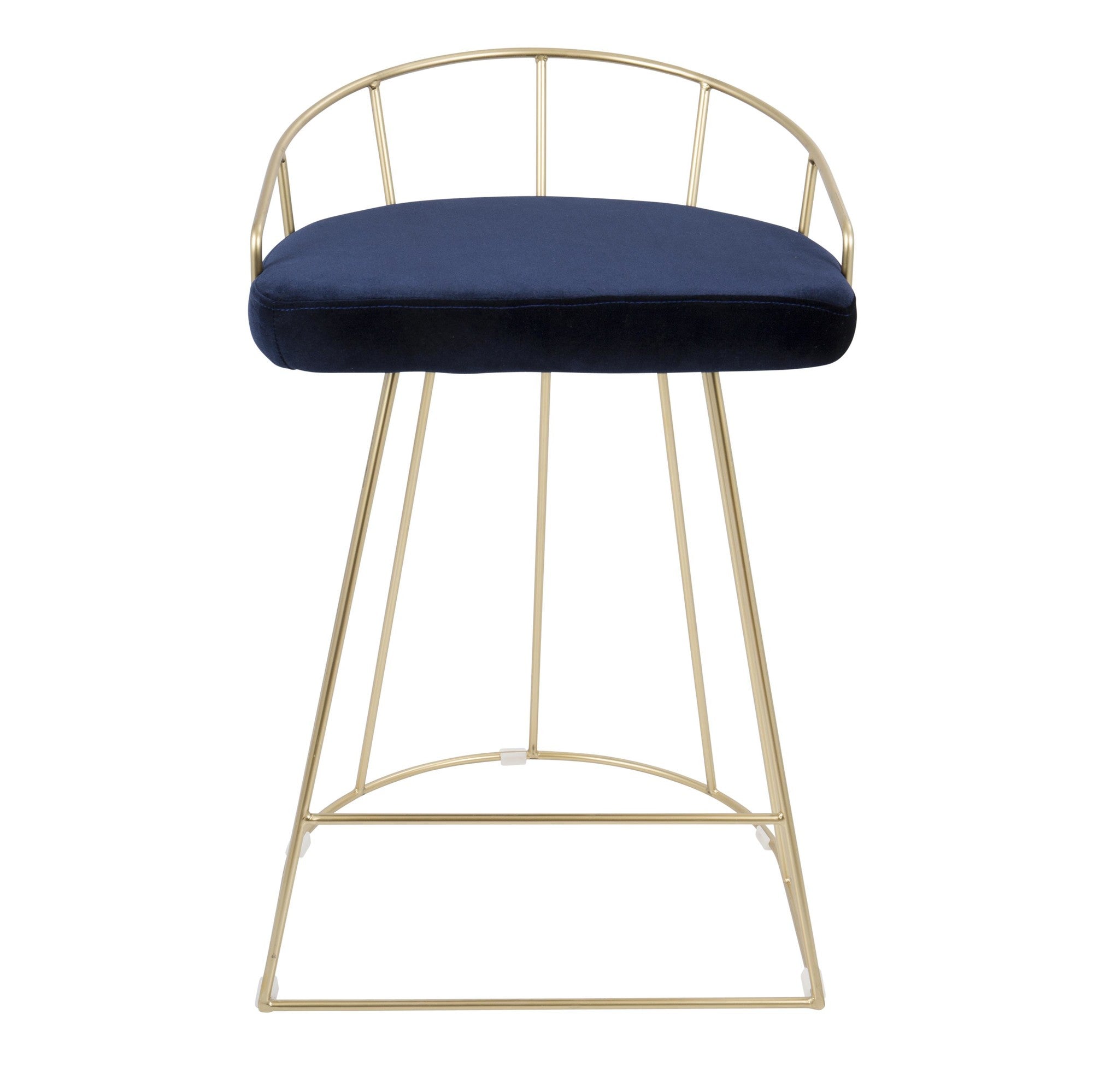Canary Counter Stool - Set of 2 - Gold Metal, Royal Blue Velvet