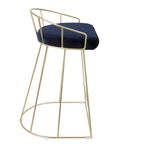 Canary Counter Stool - Set of 2 - Gold Metal, Royal Blue Velvet
