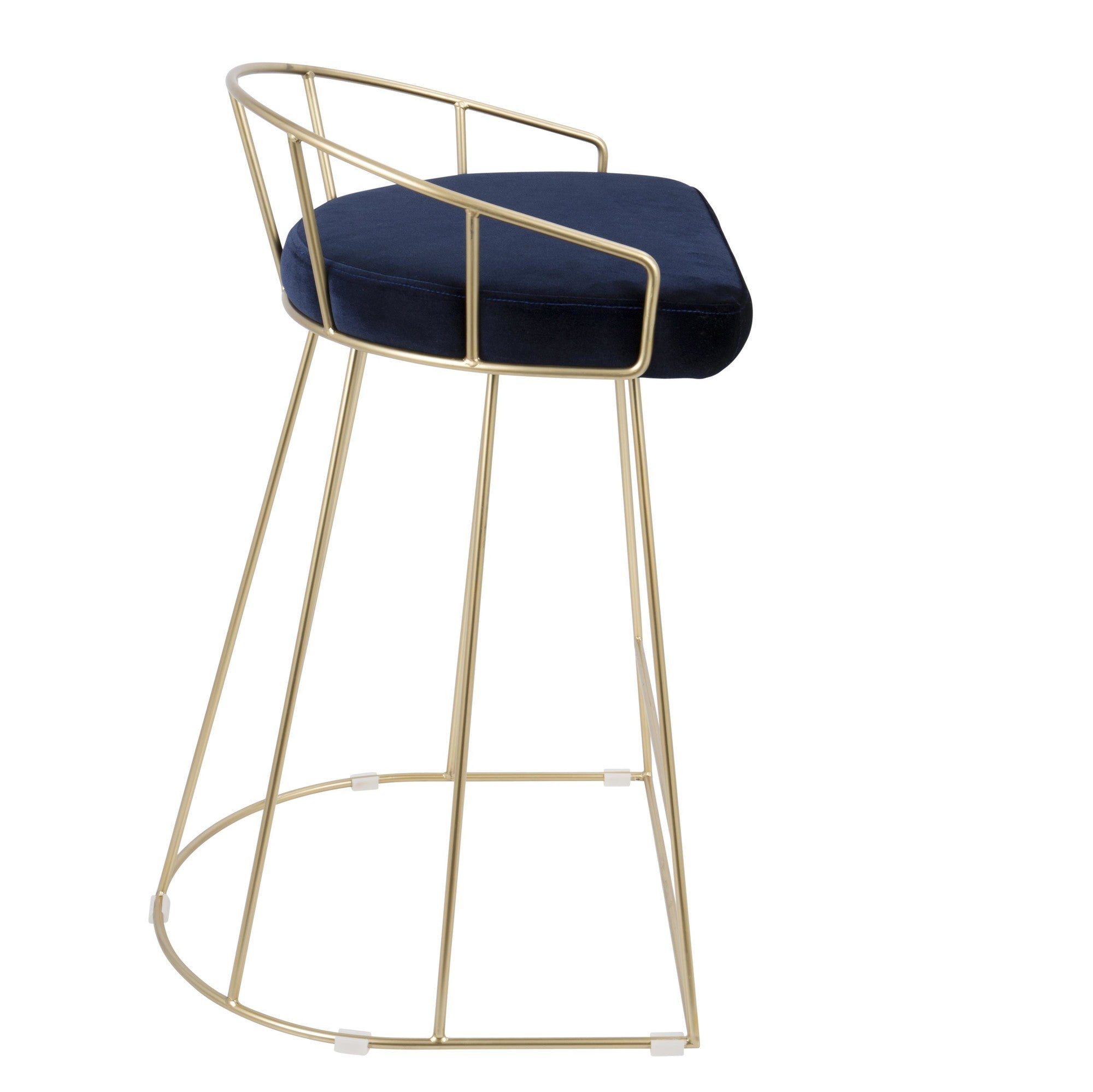Canary Counter Stool - Set of 2 - Gold Metal, Royal Blue Velvet