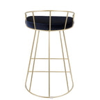 Canary Counter Stool - Set of 2 - Gold Metal, Royal Blue Velvet