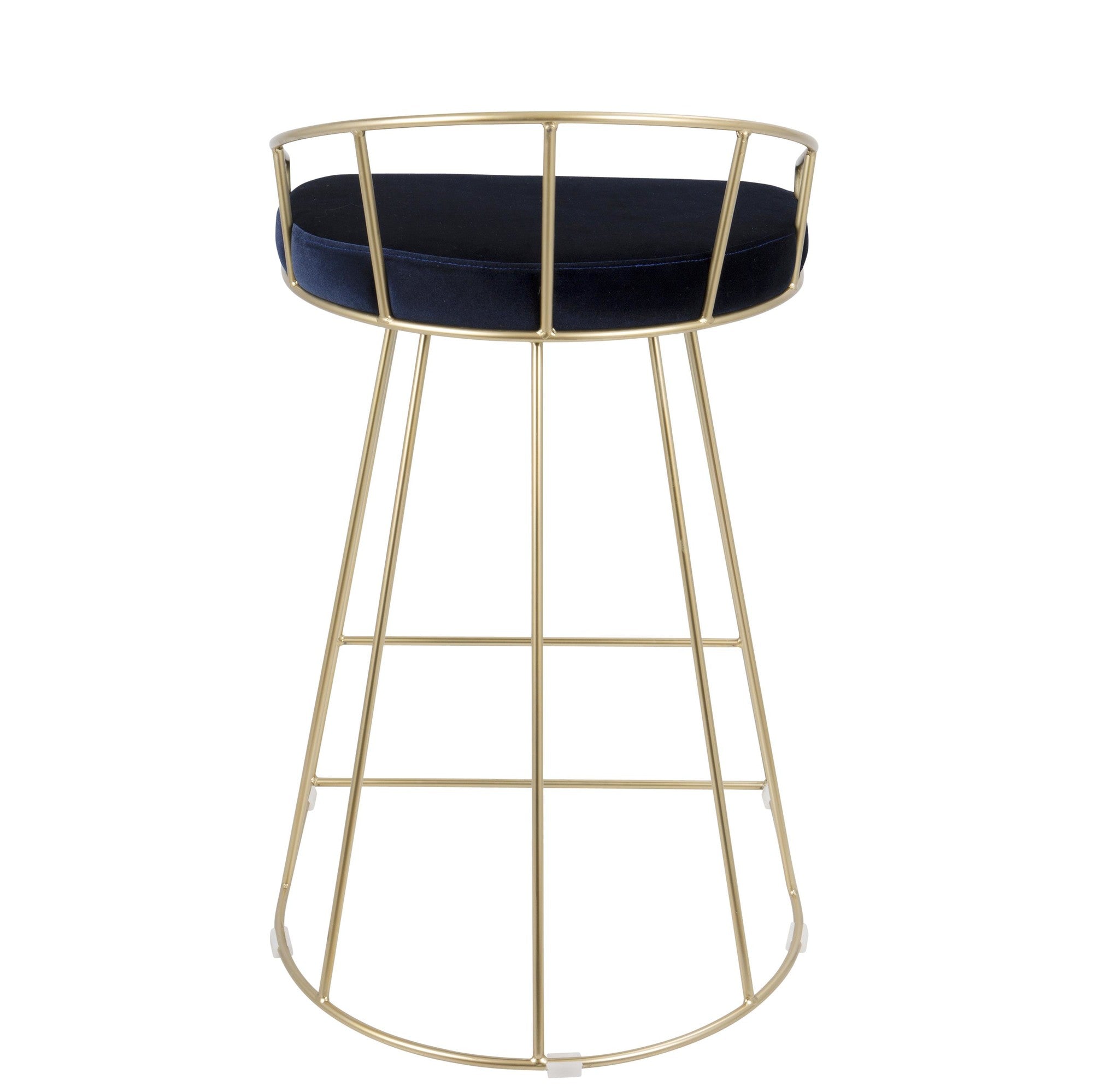 Canary Counter Stool - Set of 2 - Gold Metal, Royal Blue Velvet