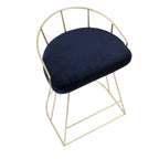 Canary Counter Stool - Set of 2 - Gold Metal, Royal Blue Velvet