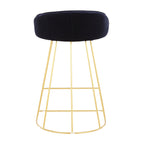 Canary Counter Stool - Set of 2 - Gold Metal, Blue Velvet