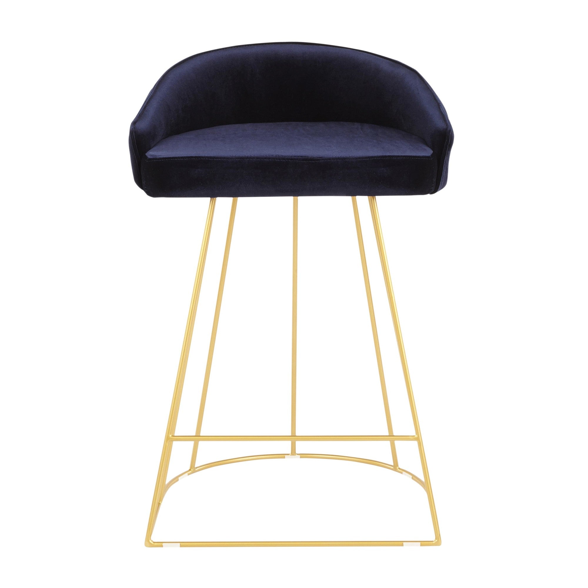Canary Counter Stool - Set of 2 - Gold Metal, Blue Velvet