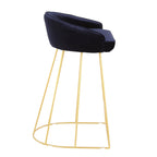 Canary Counter Stool - Set of 2 - Gold Metal, Blue Velvet