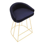 Canary Counter Stool - Set of 2 - Gold Metal, Blue Velvet
