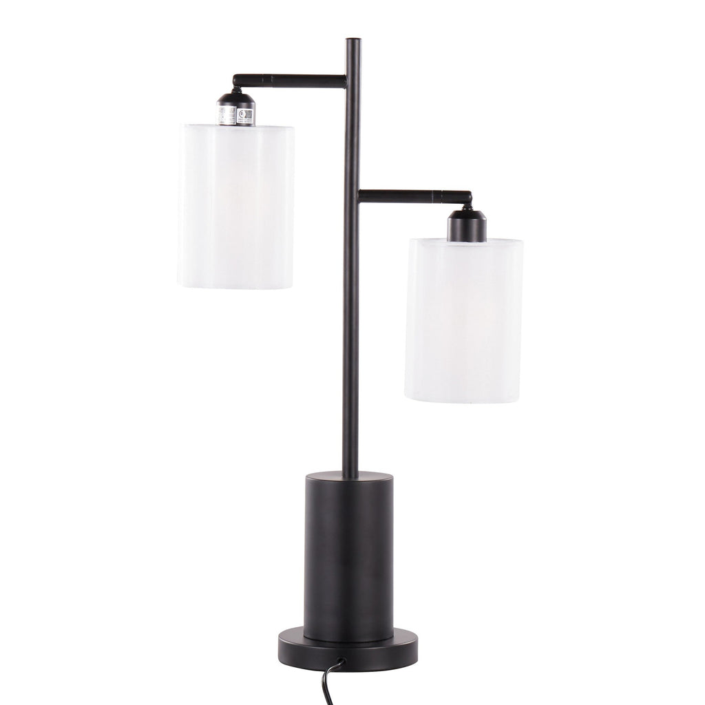 Cannes Table Lamp - Black Metal, White Shades